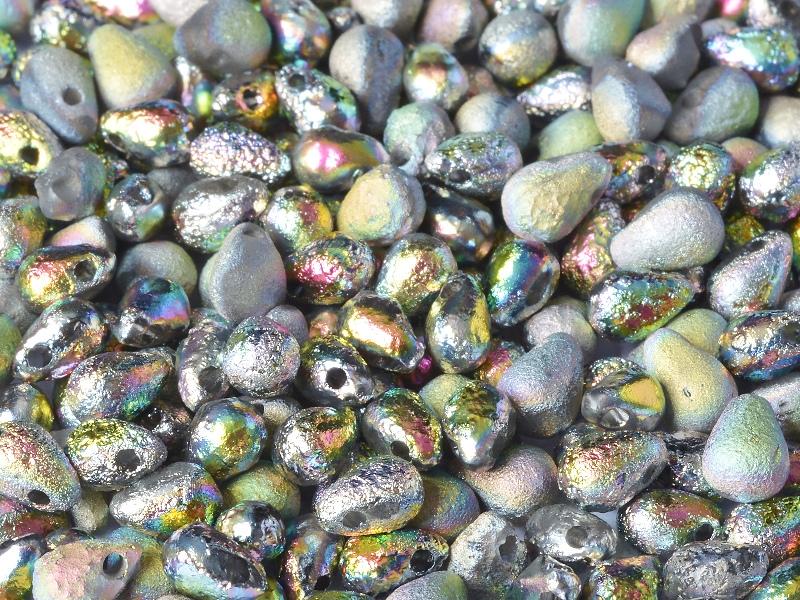 Teardrop Perlen 6x9mm Kristall geätzt Glasmalerei voll Tschechisches Glas Farbe_Multicolored