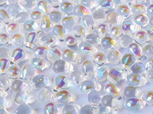 Teardrop Perlen 6x9mm Kristall AB Tschechisches Glas Farbe_Multicolored