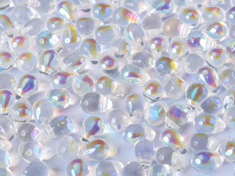Teardrop Perlen 6x9mm Kristall AB Tschechisches Glas Farbe_Multicolored
