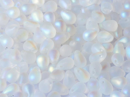 Teardrop Perlen 6x9mm Kristall geätzt AB voll Tschechisches Glas Farbe_Multicolored