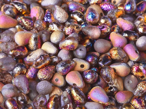 Teardrop Perlen 6x9mm Kristall Sliperit geätzt voll Tschechisches Glas Farbe_Multicolored
