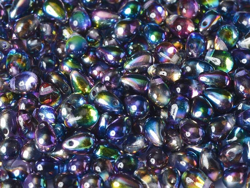 Teardrop Perlen 6x9mm Kristall Magische Blau Tschechisches Glas Farbe_Blue
