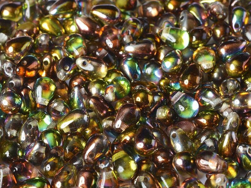 Teardrop Perlen 6x9mm Kristall Magic Grün Tschechisches Glas Farbe_Green