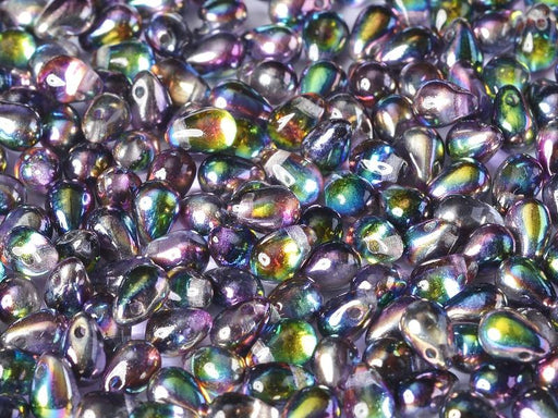 Teardrop Perlen 6x9mm Kristall Magic Lila Tschechisches Glas Farbe_Purple