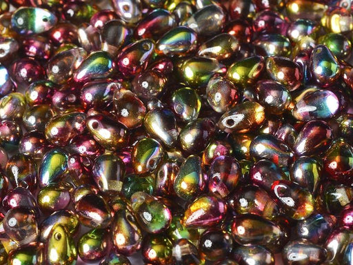 Teardrop Perlen 6x9mm Kristall Magic Apfel Tschechisches Glas Farbe_Multicolored