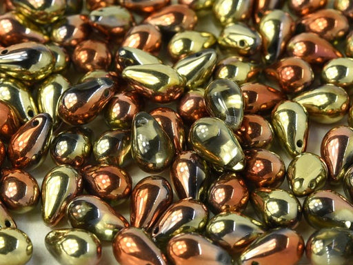 Teardrop Perlen 6x9mm Kristall California Gold Rush Tschechisches Glas Farbe_Gold