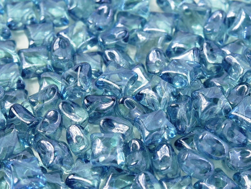 Glasperlen WibeDuo® 8x8 mm 2-Loch Kristall-blauer Glanz Tschechisches Glas Farbe_Blue