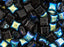 Glasperlen WibeDuo® 8x8 mm 2-Loch Jet Schwarz AB Tschechisches Glas Farbe_Multicolored Farbe_ Blue Farbe_ Black
