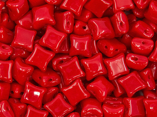 Glasperlen WibeDuo® 8x8 mm 2-Loch Opak Rot Tschechisches Glas Farbe_Red