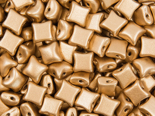 Glasperlen WibeDuo® 8x8 mm 2-Loch Leichte Goldmatte Tschechisches Glas Farbe_Gold