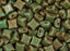 Glasperlen WibeDuo® 8x8 mm 2-Loch Opak türkisgrüner Travertine Tschechisches Glas Farbe_Green Farbe_ Brown