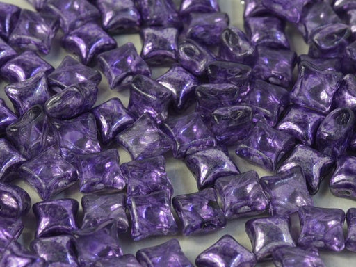 Glasperlen WibeDuo® 8x8 mm 2-Loch Kristallviolett Metallisch Eis Tschechisches Glas Farbe_Purple