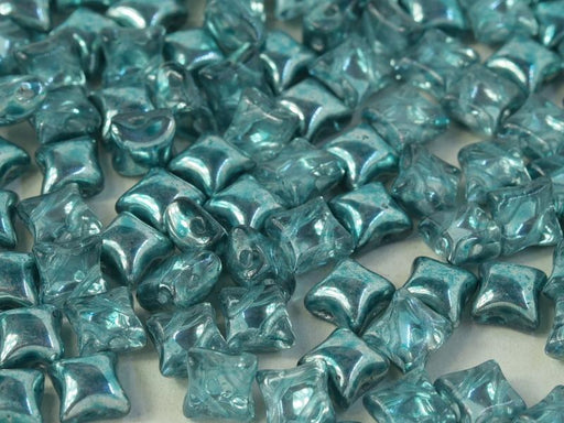 Glasperlen WibeDuo® 8x8 mm 2-Loch Kristall Marine Metallic Eis Tschechisches Glas Farbe_Blue