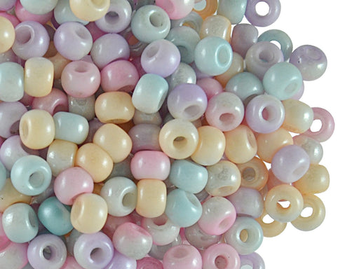 50 St. Pony Gepresste Perlen, Walze 5,5 mm im Durchmesser mit einem Loch von 2 mm, Böhmisches Glas, Mix Farbe Halb Weiß Luster