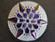 1 St. Tschechischer Glascabochon, Weiß, Violett Stern, blaue Blume, handbemalt, Größe 16 (36 mm)