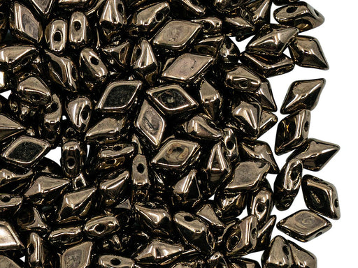 Diamonduo™ Beads 5x8 mm 2-Loch Dunkel Gold Metallic Braun Tschechisches Glas 
 Gold