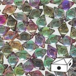 Diamonduo™ Beads 5x8 mm 2-Loch  Kristall schimmernd Kupfer Tschechisches Glas  Farbe_Multicolored