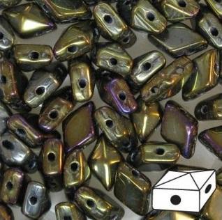Diamonduo™ Beads 5x8 mm 2-Loch  Brau irisierend Tschechisches Glas  Farbe_Brown