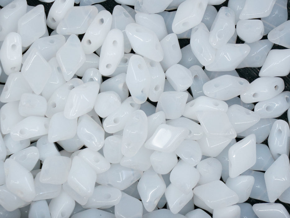 30 pcs Diamonduo™ Beads 5x8 mm, 2-Loch , Alabaster Weiß, Tschechisches Glas (Diamonduo™ Beads)