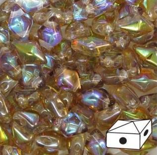 Diamonduo™ Beads 5x8 mm 2-Loch  Kristall Braun schimmernd  Tschechisches Glas  Farbe_Brown