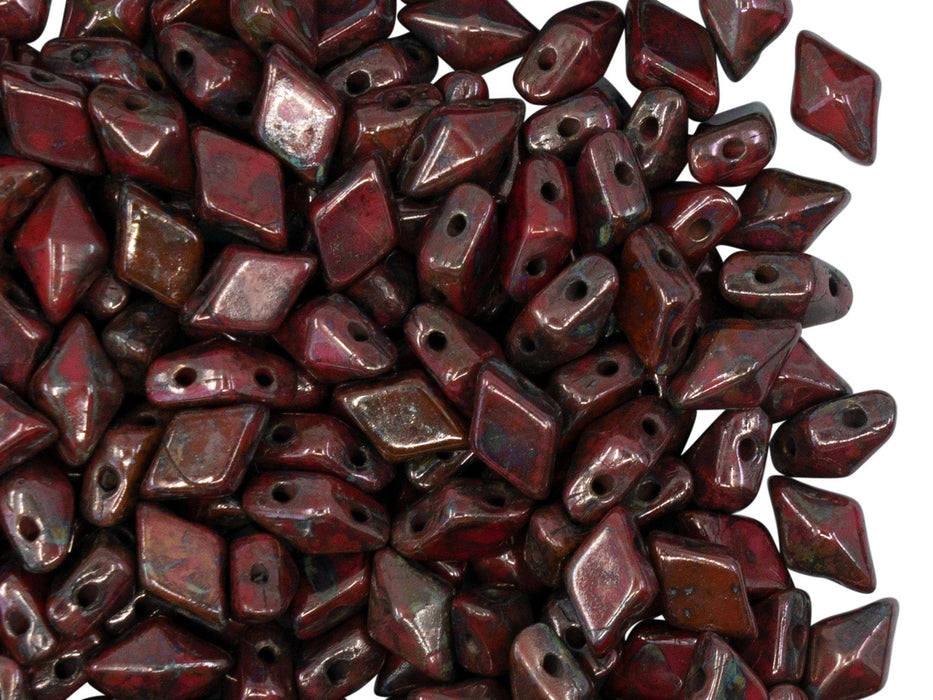 30 pcs Diamonduo™ Beads 5x8 mm, 2-Loch , Opak Rot Bronze Luster, Tschechisches Glas (Diamonduo™ Beads)