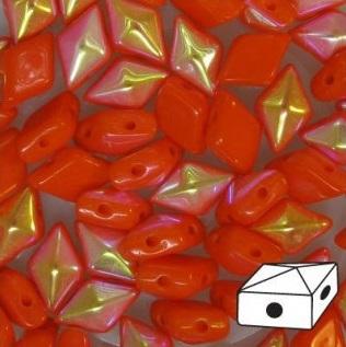 Diamonduo™ Beads 5x8 mm 2-Loch  Dunkelorange AB Tschechisches Glas  Farbe_Orange