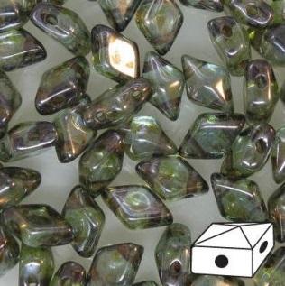 Diamonduo™ Beads 5x8 mm 2-Loch  Grün fluoreszierend Tschechisches Glas  Farbe_Green