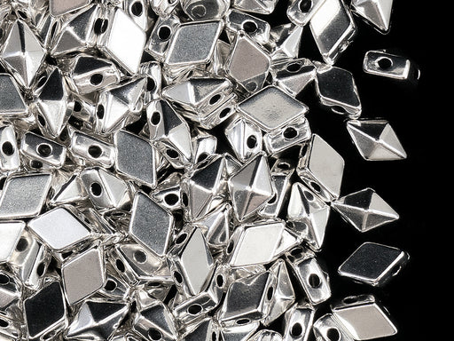 10 pcs Diamonduo™ Perlen 5x8 mm, 2-Loch , Versilbert, Metall (Diamonduo™ Beads)