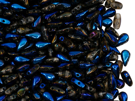 600 St. DropDuo® Perlen 3x6mm Zwei Löcher, Böhmisches Glas,Kristall Voller Azuro
