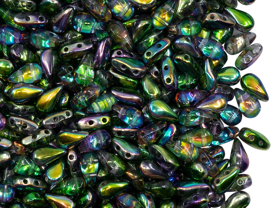 600 St. DropDuo® Perlen 3x6mm Zwei Löcher, Böhmisches Glas,Kristall Magische Orchidee
