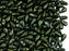 50 St. DropDuo® Perlen 3x6mm Zwei Löcher, Böhmisches Glas, Dunkelgrün Metallic