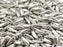 50 St. Dolchperlen klein 3x10mm, Silber  Metallic, Tschechisches Glas