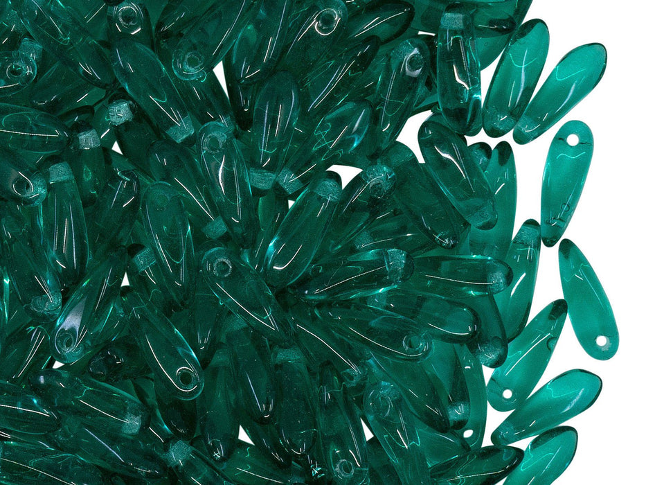 Dolchperlen 3x10 mm Transparent Entenbraun Grün Tschechisches Glas  Farbe_Green