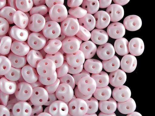50 St. ES-O® Perlen Estrela, Runde 5mm mit zwei Löchern, Böhmisches Glas, Alabaster Puder Pale Rosa