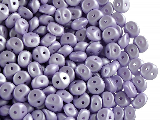 50 St. ES-O® Perlen Estrela rund 5mm, mit zwei Löchern, Alabaster Powder Helllila, Tschechisches Glas