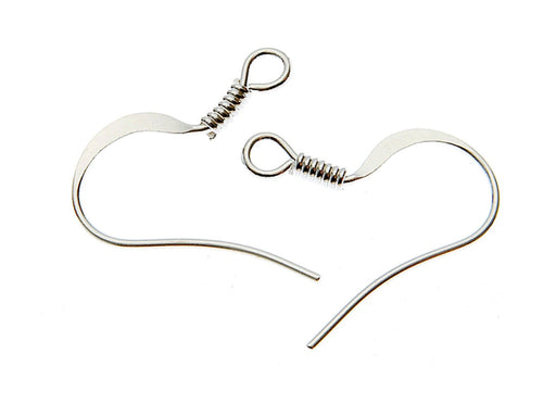 2 St. Earrings Haken flach mit Feder 15,2x17,1 mm, Versilbert, 1 Paar