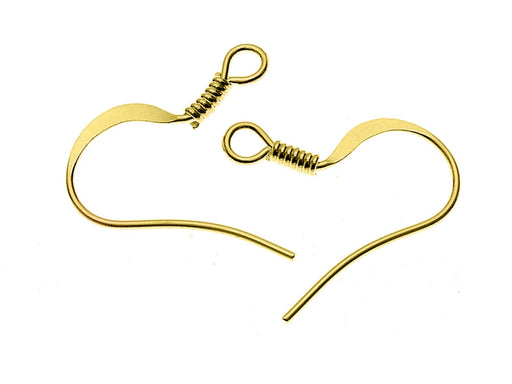 2 St. Earrings Haken flach mit Feder 15,2x17,1 mm, Vergoldet, 1 Paar
