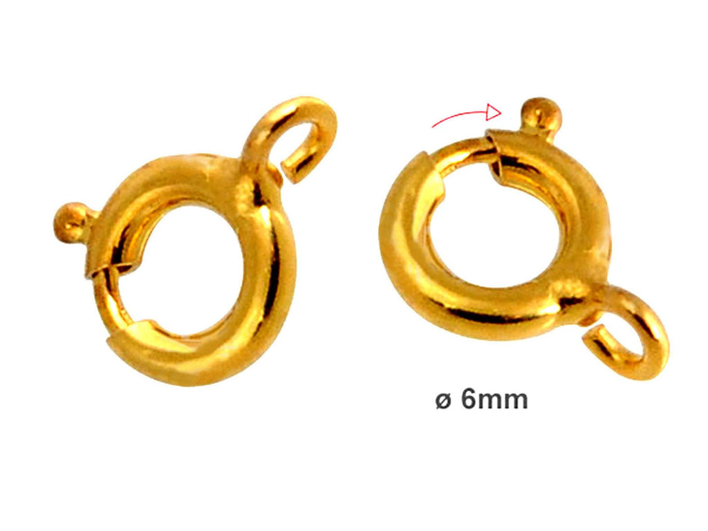 1 St. Spring Clasp 6mm, Vergoldet