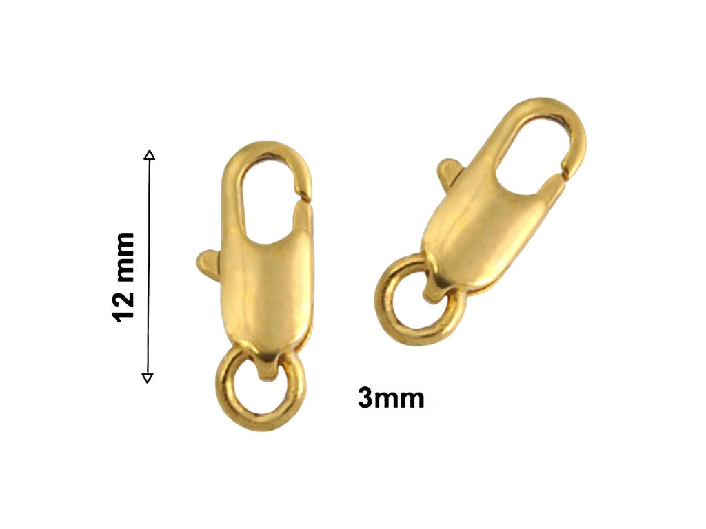 1 St. Hummer Clasp 12mm, Vergoldet