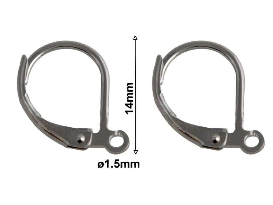 2 St. Leverback Earwires mit einer Schleife, rhodiniert, 1 Paar