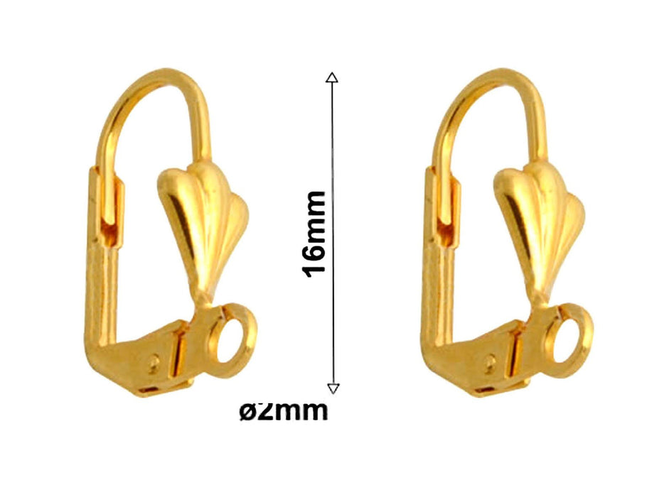 2 St. Leverback Earwires Schale mit einer Schleife, Vergoldet, 1 Paar
