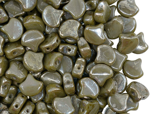 Ginko Beads 7.5x7.5x3.4 mm, 2 Holes, Opaque Grey Rembrandt, Czech Glass