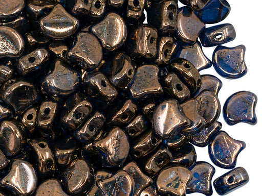 30 St. Ginko Beads 7.5x7.5x3.4 mm, 2 Holes, Aquamarine Vega Luster, Czech Glass