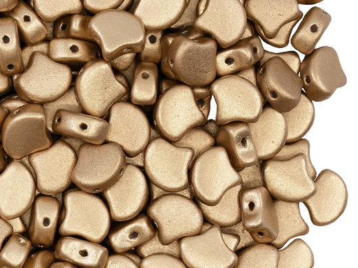 Ginko Beads 7.5x7.5x3.4 mm, 2 Holes, Crystal Bronze Pale Gold, Czech Glass