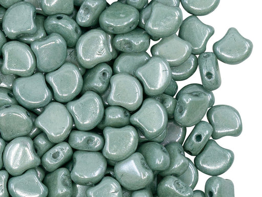 Ginkgoperlen 7.5x7.5x3.4 mm 2-Loch  Kreide Entenbraun Luster Tschechisches Glas  Green