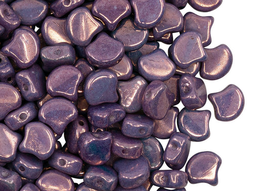 Ginkgoperlen 7.5x7.5x3.4 mm 2-Loch  Kreide Flieder Vega Tschechisches Glas  Purple