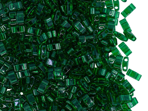 5 g Halb Tila Perlen 5x2.3x1.9 mm, 2-Loch, Transparent Green, Miyuki Japanese Perlen