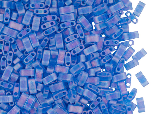 5 g Halb Tila Perlen 5x2.3x1.9 mm, 2-Loch, Transparent Sapphire Matt AB, Miyuki Japanese Perlen