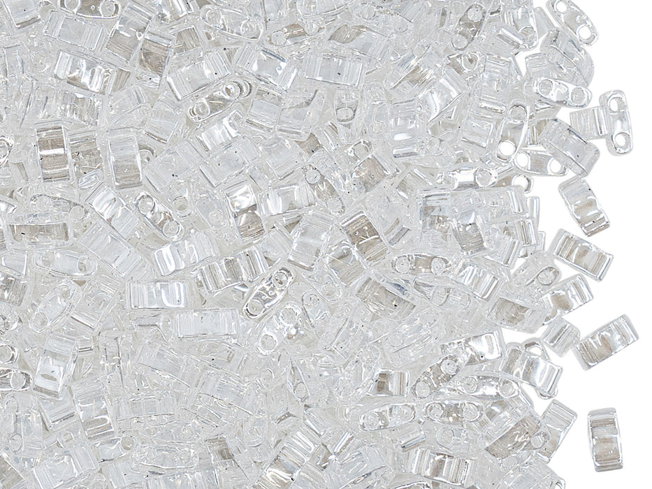 5 g Halb Tila Perlen 5x2.3x1.9 mm, 2-Loch, Kristall Lustered, Miyuki Japanese Perlen