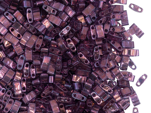 5 g Halb Tila Perlen 5x2.3x1.9 mm, 2-Loch, Amethyst hell Gold Luster, Miyuki Japanese Perlen
